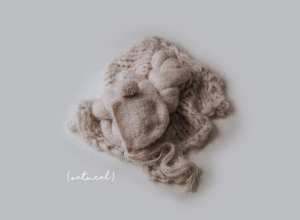 Whispy set Pom bonnet {OATMEAL} 0122