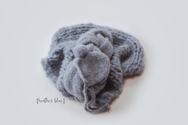 Whispy set Detachable Pom {HEATHER BLUE}