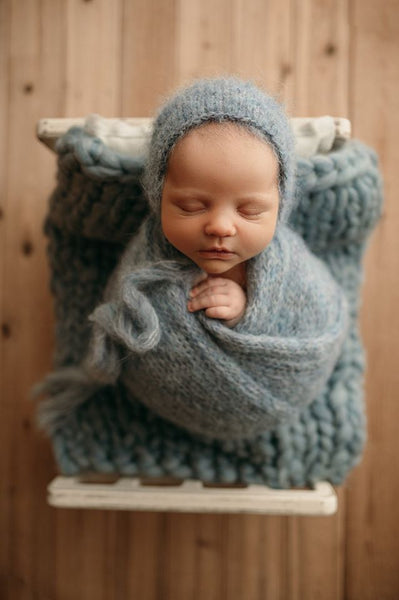 {HEATHER BLUE} Chunky Wool Blanket