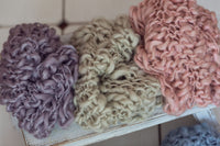 Ready to ship Merino Silk  Baby Handspun Thick and thin  Blanket Photo prop - Blue Purple Grey Ivory Blush Sage Green - Basket filler