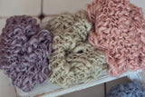 Ready to ship Merino Silk  Baby Handspun Thick and thin  Blanket Photo prop - Blue Purple Grey Ivory Blush Sage Green - Basket filler